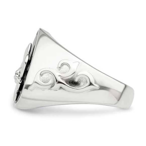Sterling Silver Ruby/Black Agate Fleur de Lis Ring